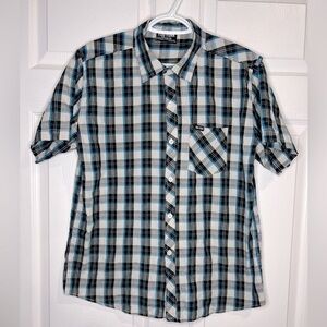 Zoo York Boy’s button up plaid shirt - Blue/White/Black - XL (20)